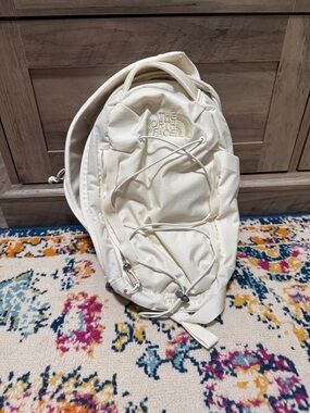 The North Face Cream Borealis Bag with Front Bungee